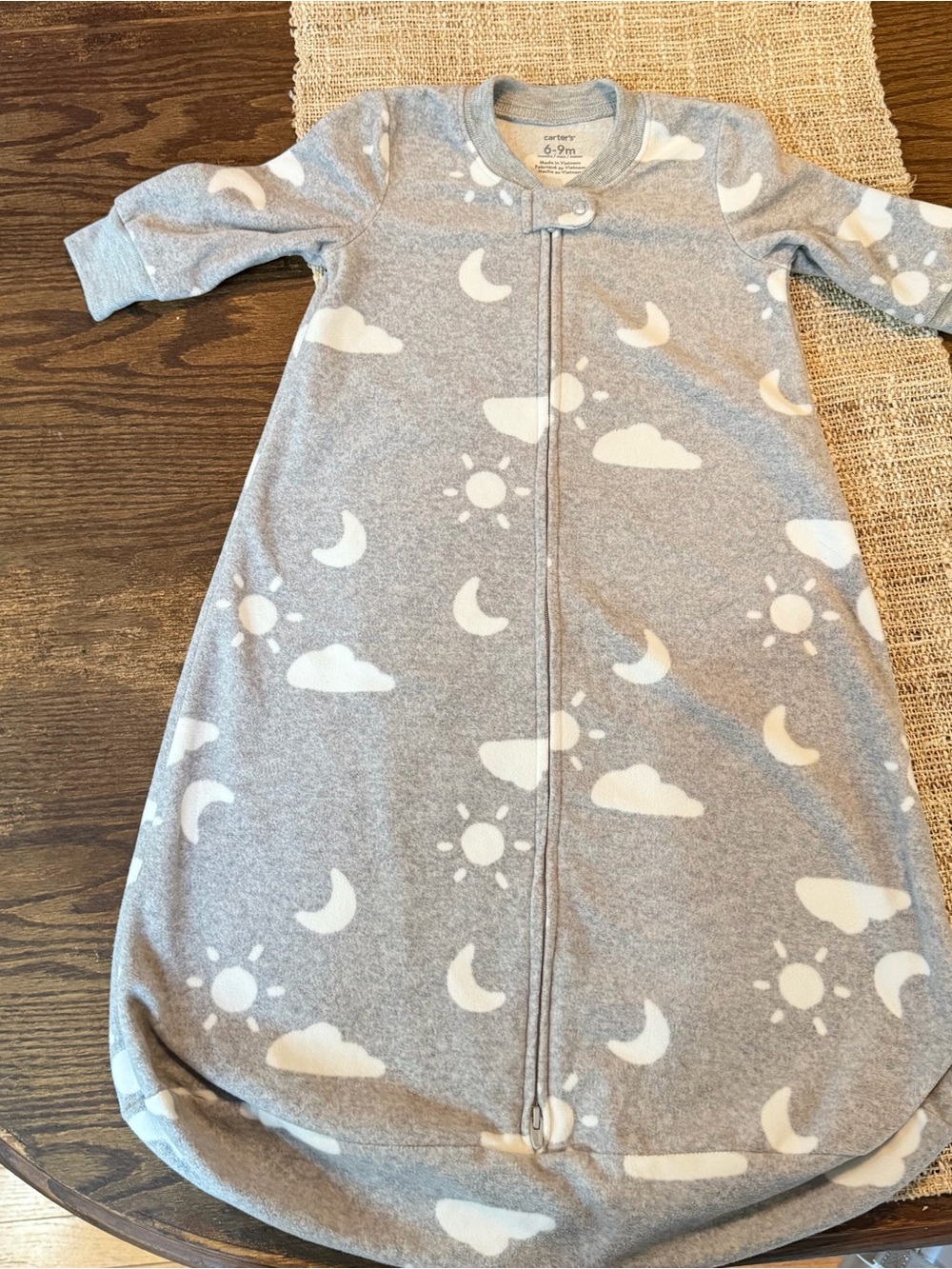 Carter's Gray Moon & Cloud Sleep Sack - White Moon and Sun Print